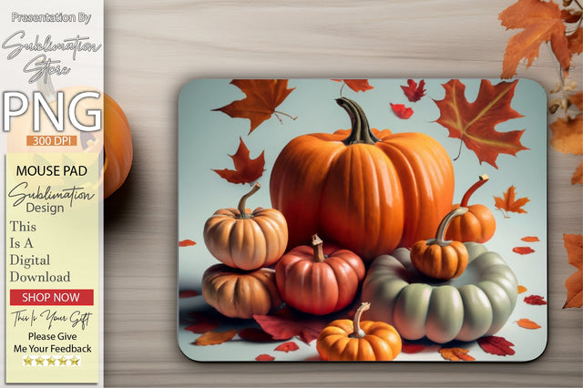 Fall Leaves and Pumpkin Mouse Pad 3D Paper Creativeart88 
