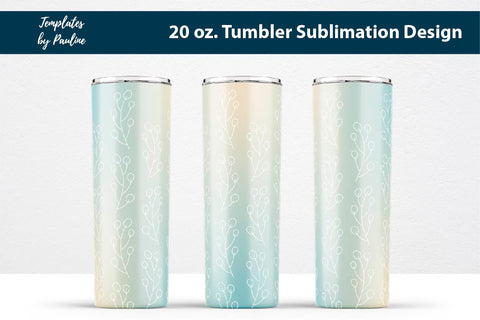 Fall Leaves Doodle Seamless 20 oz Tumbler Sublimation Wrap Sublimation Templates by Pauline 