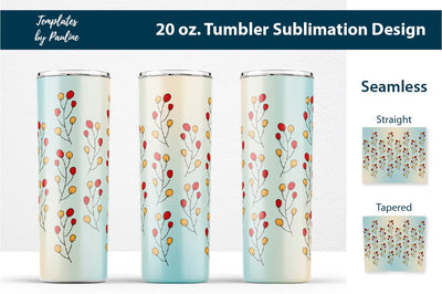 Fall Leaves Doodle Seamless 20 oz Tumbler Sublimation Wrap Sublimation Templates by Pauline 