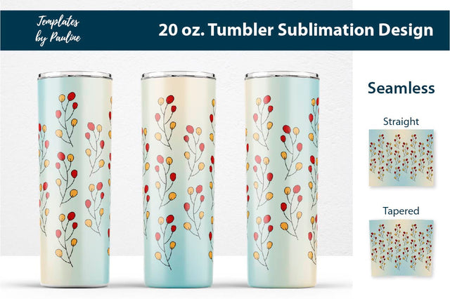 Fall Leaves Doodle Seamless 20 oz Tumbler Sublimation Wrap Sublimation Templates by Pauline 