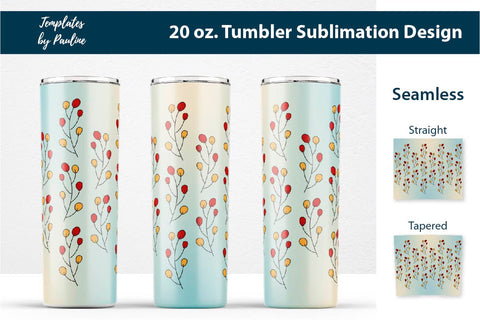 Fall Leaves Doodle Seamless 20 oz Tumbler Sublimation Wrap Sublimation Templates by Pauline 