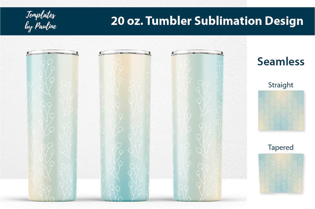 Fall Leaves Doodle Seamless 20 oz Tumbler Sublimation Wrap Sublimation Templates by Pauline 