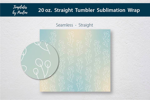 Fall Leaves Doodle Seamless 20 oz Tumbler Sublimation Wrap Sublimation Templates by Pauline 