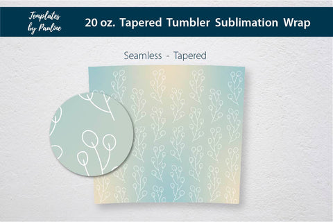 Fall Leaves Doodle Seamless 20 oz Tumbler Sublimation Wrap Sublimation Templates by Pauline 