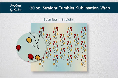 Fall Leaves Doodle Seamless 20 oz Tumbler Sublimation Wrap Sublimation Templates by Pauline 