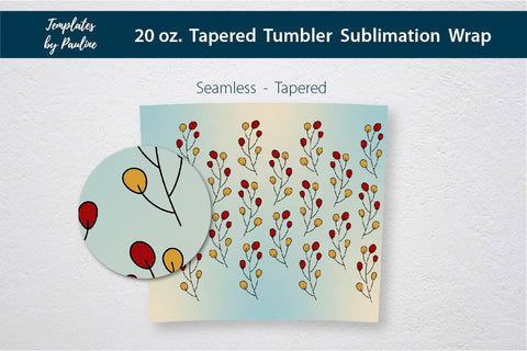 Fall Leaves Doodle Seamless 20 oz Tumbler Sublimation Wrap Sublimation Templates by Pauline 