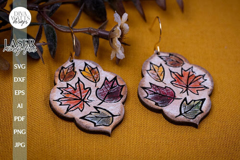 Fall Leaves Earrings SVG For Laser Fall Earrings Fall Leaves Glowforge Earrings SVG For Laser Fall Leaves Earrings SVG Autumn Earrings svg SVG Diva Watts Designs 