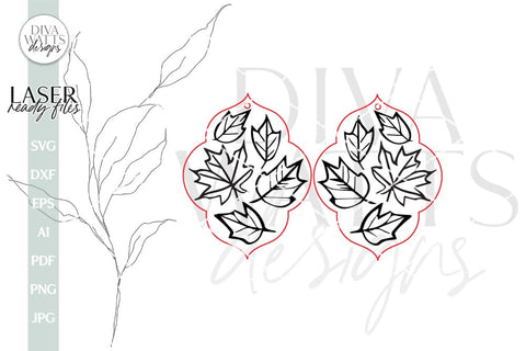 Fall Leaves Earrings SVG For Laser Fall Earrings Fall Leaves Glowforge Earrings SVG For Laser Fall Leaves Earrings SVG Autumn Earrings svg SVG Diva Watts Designs 