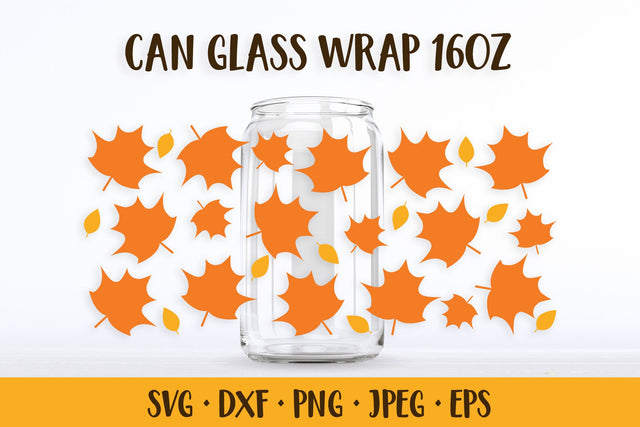 Fall Leaves Glass Can Wrap SVG. Autumn Can Glass Design SVG LaBelezoka 