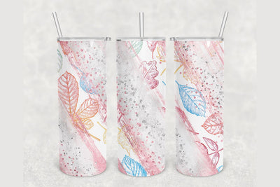 Fall Leaves Glitter Brush Tumbler sublimation design 20 oz skinny tumbler wrap Sublimation BambinaCreations 
