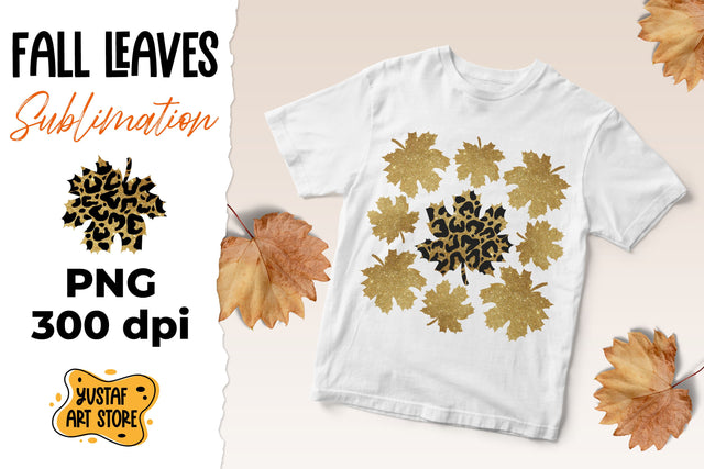 Fall leaves gold and leopard print for sublimation Sublimation Yustaf Art Store 