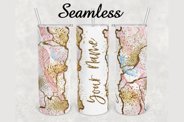 Fall Leaves Gold Glitter Marble Tumbler sublimation design 20 oz skinny tumbler wrap Sublimation BambinaCreations 