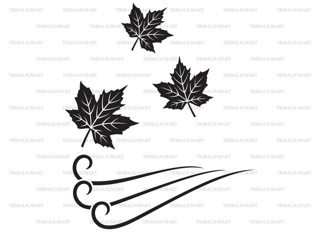 Fall leaves in wind (Autumn design) SVG TribaliumArtSF 