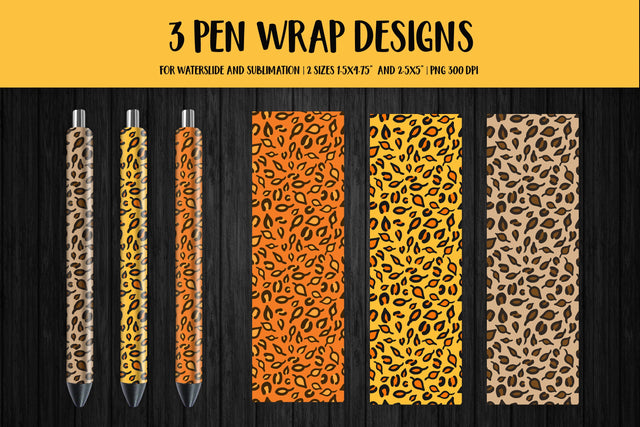 Fall Leaves Leopard Print Pen Wrap Sublimation or Waterslide Sublimation LaBelezoka 