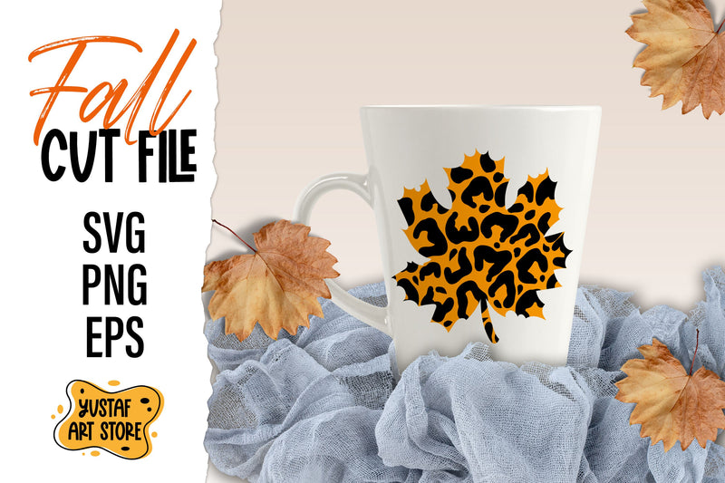 Fall leaves leopard print SVG SVG Yustaf Art Store 