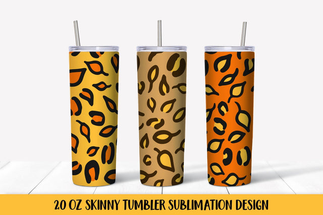 Fall Leaves Leopard Print Tumbler Sublimation Wrap Designs Sublimation LaBelezoka 