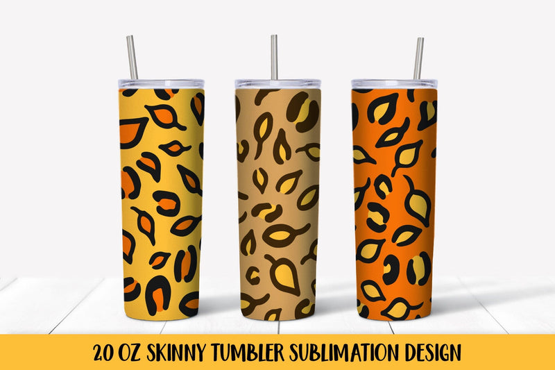 Fall Leaves Leopard Print Tumbler Sublimation Wrap Designs Sublimation LaBelezoka 