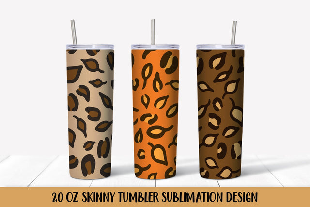 Fall Leaves Leopard Print Tumbler Wrap Sublimation Designs Sublimation LaBelezoka 