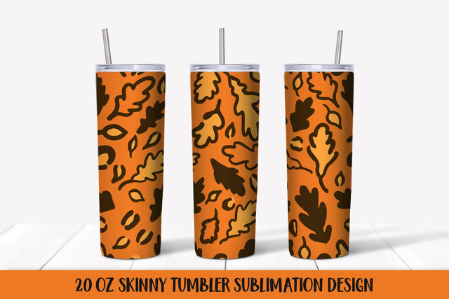 Fall Leaves Leopard Print Tumbler Wrap Sublimation Sublimation LaBelezoka 