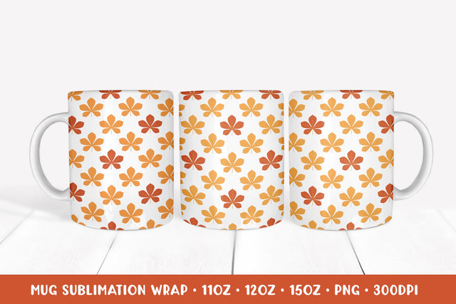 Fall Leaves Mug Sublimation Design. Autumn Mug Full Wrap Sublimation LaBelezoka 
