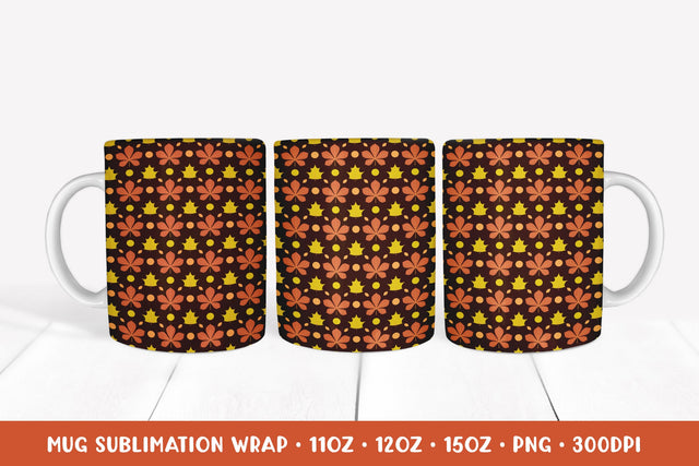 Fall Leaves Mug Wrap Sublimation. Autumn Mug Design PNG Sublimation LaBelezoka 