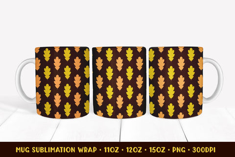 Fall Leaves Pattern Mug Wrap Sublimation. 3 Mug Wrap Designs Sublimation LaBelezoka 