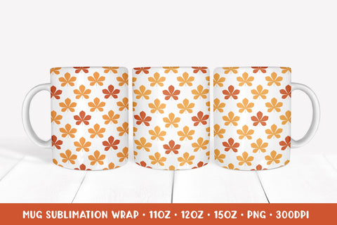 Fall Leaves Pattern Mug Wrap Sublimation. 3 Mug Wrap Designs Sublimation LaBelezoka 