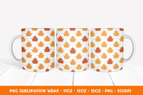 Fall Leaves Pattern Mug Wrap Sublimation. 3 Mug Wrap Designs Sublimation LaBelezoka 