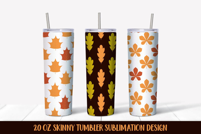 Fall Leaves Pattern Skinny Tumbler Wrap Sublimation Design Sublimation LaBelezoka 