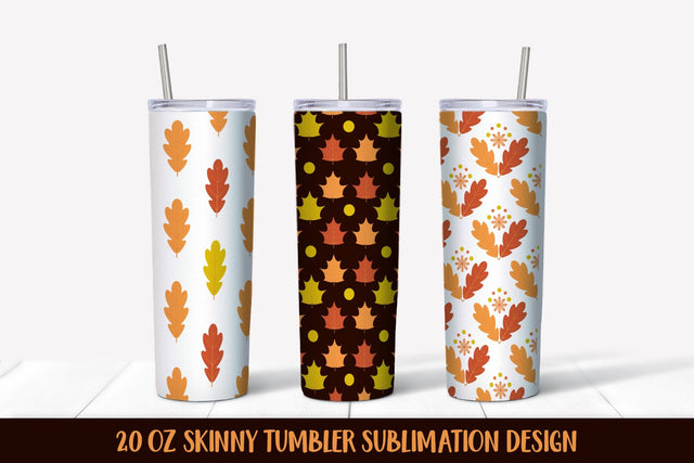Fall Leaves Pattern Skinny Tumbler Wrap Sublimation Designs Sublimation LaBelezoka 