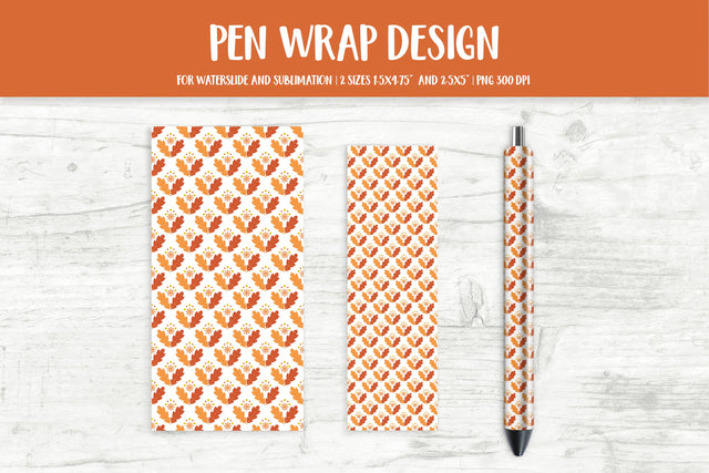 Fall Leaves Pen Sublimation Wrap. Autumn Epoxy Pen Wrap PNG Sublimation LaBelezoka 