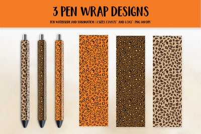 Fall Leaves Pen Wrap Sublimation. Leopard Print Pen PNG SVG LaBelezoka 