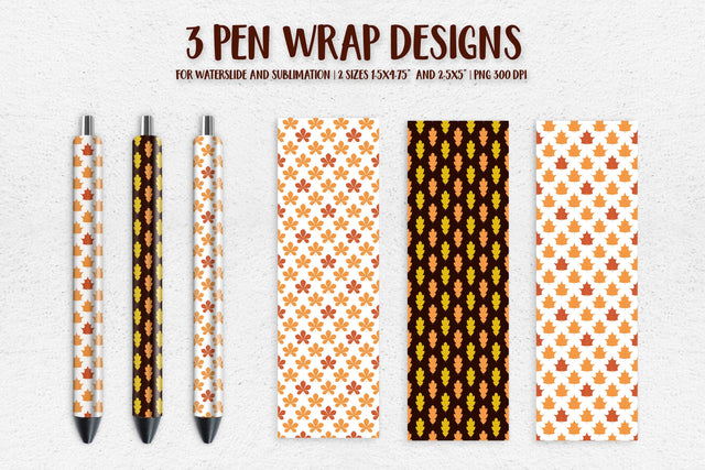 Fall Leaves Pen Wrap Sublimation or Waterslide. 3 Designs Sublimation LaBelezoka 