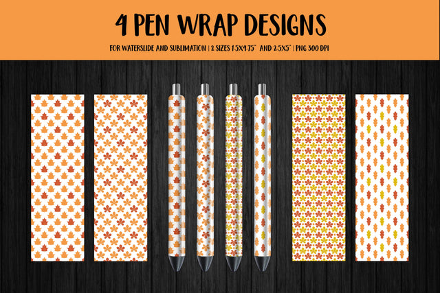 Fall Leaves Pen Wrap Sublimation or Waterslide. 4 Designs Sublimation LaBelezoka 