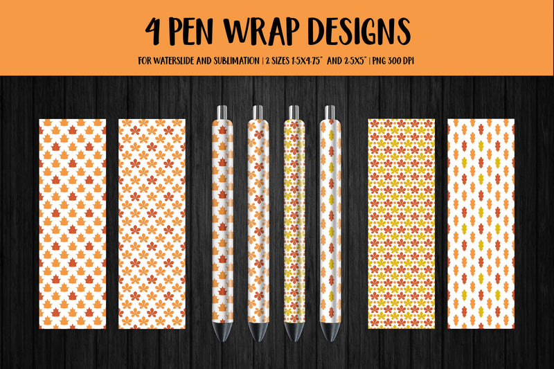 Fall Leaves Pen Wrap Sublimation or Waterslide. 4 Designs Sublimation LaBelezoka 