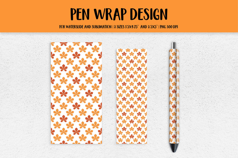 Fall Leaves Pen Wrap Sublimation or Waterslide. Autumn Pen Sublimation LaBelezoka 