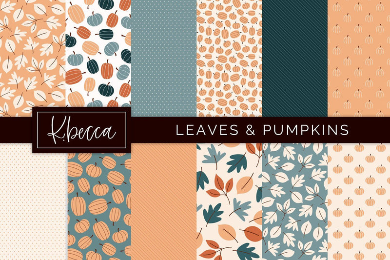 Fall Leaves & Pumpkins Background Patterns Seamless k.becca 
