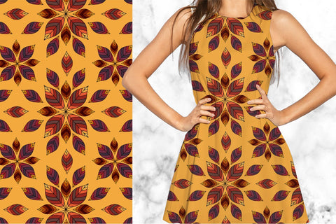 Fall leaves rosette seamless pattern. Autumn digital paper Digital Pattern KatineArt 