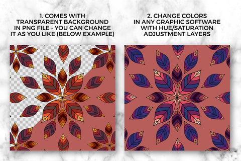 Fall leaves rosette seamless pattern. Autumn digital paper Digital Pattern KatineArt 