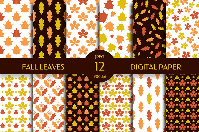 Fall Leaves Seamless Patterns Digital Paper Bundle Digital Pattern LaBelezoka 