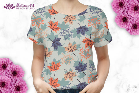 Fall leaves seamless patterns seasonal big bundle of 32 patterns. Autumn surface pattern design for textile and crafting. Jpg, Png Digital Pattern KatineDesign 