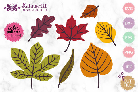 Fall Leaves svg Autumn Leaves Clipart bundle. Jpg, png, eps, dxf, svg cut file. SVG KatineArt 