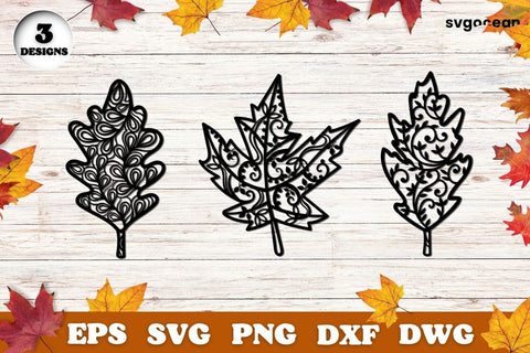 Fall Leaves Svg Bundle | Mandala | Silhouettes Cut Files SVG SvgOcean 