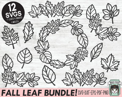 Fall Leaves SVG Files, Autumn svg file, Fall leaf bundle svg, Autumn Leaves svg, Leaf cut file, Leaf wreath svg, Leaf Border svg, Leaf Frame svg SVG Wild Pilot 