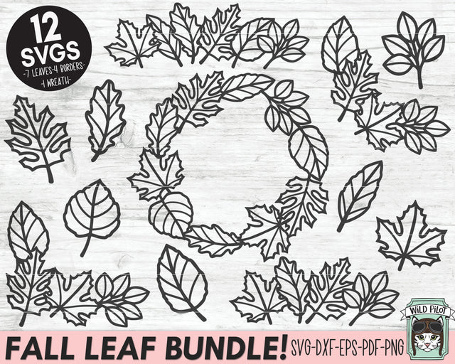 Fall Leaves SVG Files, Autumn svg file, Fall leaf bundle svg, Autumn Leaves svg, Leaf cut file, Leaf wreath svg, Leaf Border svg, Leaf Frame svg SVG Wild Pilot 