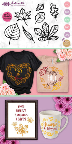 Fall Leaves svg Leaf Svg Leaves Svg Fall svg Autumn Leaves Clipart bundle. Jpg, png, eps, dxf, svg cut file. SVG KatineArt 