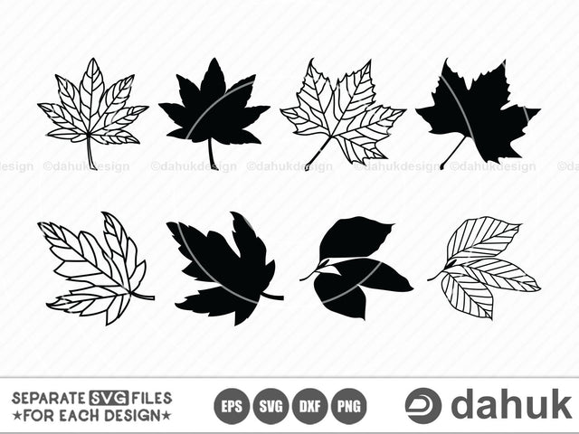 Fall Leaves svg, Leaves svg, Leaves Template, Cut file, for silhouette, svg, eps, dxf, png, clipart, cricut design space, vinyl cut files SVG dahukdesign 