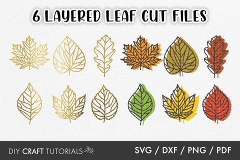 Fall Leaves SVG Template - 6 SVG DIY Craft Tutorials 