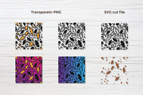 Fall leopard print pattern. Autumn oak leaves digital paper Digital Pattern LaBelezoka 