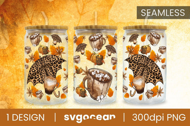 Fall Libbey Wrap Design | PNG | 16 Oz Libbey Glass Sublimation SvgOcean 